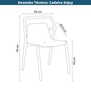 31 Kit 2 Cadeiras Empilhavel Enjoy Rivatti 53 cm -Largura- Polipropileno -PP- Preto com Protecao UV Desenho Tecnico
